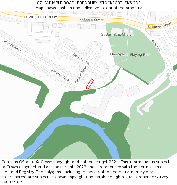 87, ANNABLE ROAD, BREDBURY, STOCKPORT, SK6 2DF: Location map and indicative extent of plot