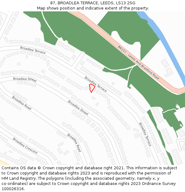 87, BROADLEA TERRACE, LEEDS, LS13 2SG: Location map and indicative extent of plot