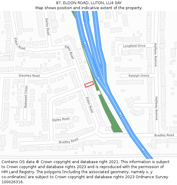 87, ELDON ROAD, LUTON, LU4 0AY: Location map and indicative extent of plot