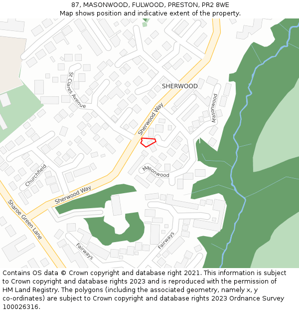 87, MASONWOOD, FULWOOD, PRESTON, PR2 8WE: Location map and indicative extent of plot