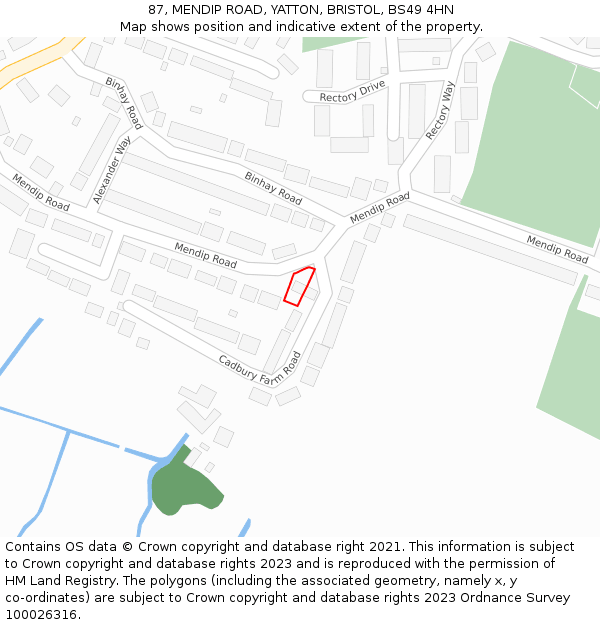 87, MENDIP ROAD, YATTON, BRISTOL, BS49 4HN: Location map and indicative extent of plot