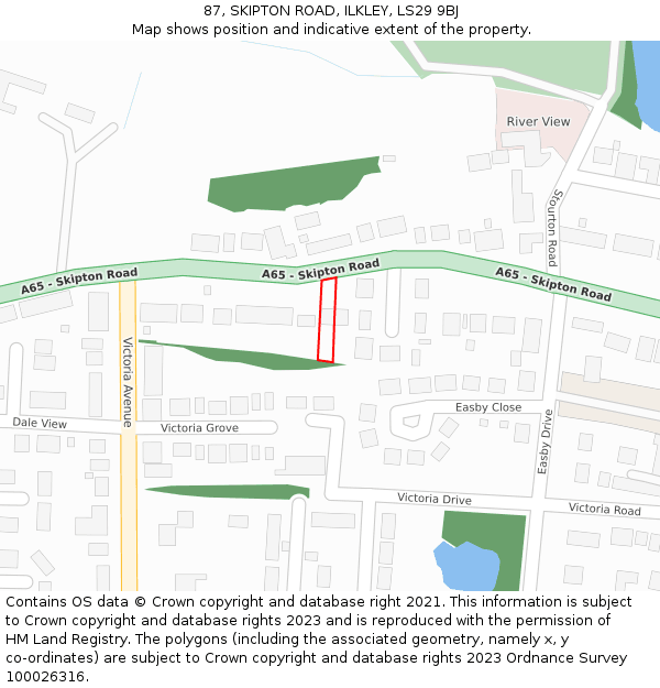 87, SKIPTON ROAD, ILKLEY, LS29 9BJ: Location map and indicative extent of plot