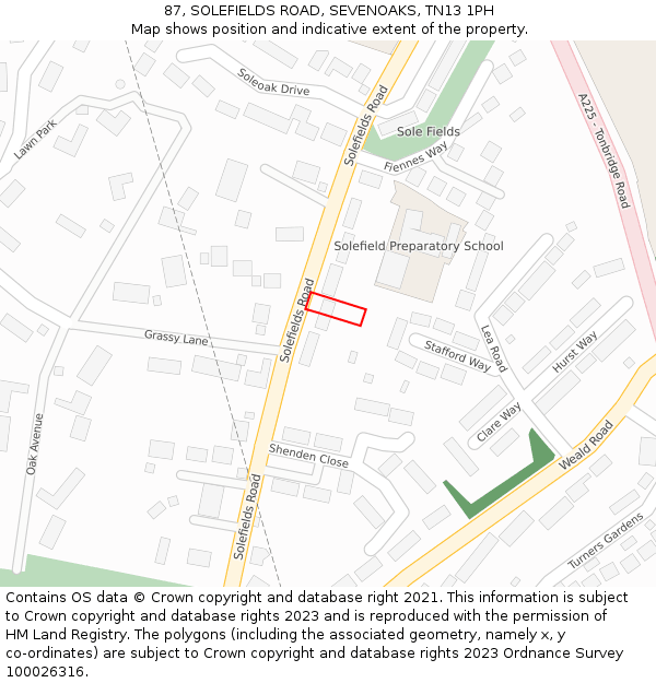 87, SOLEFIELDS ROAD, SEVENOAKS, TN13 1PH: Location map and indicative extent of plot