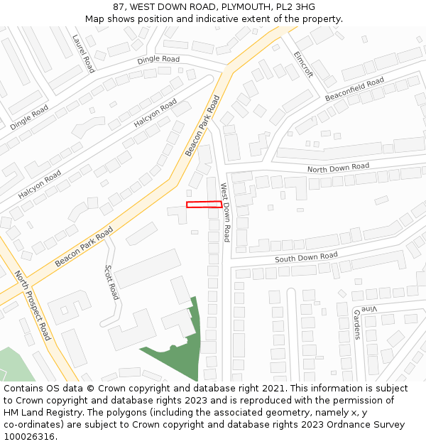 87, WEST DOWN ROAD, PLYMOUTH, PL2 3HG: Location map and indicative extent of plot