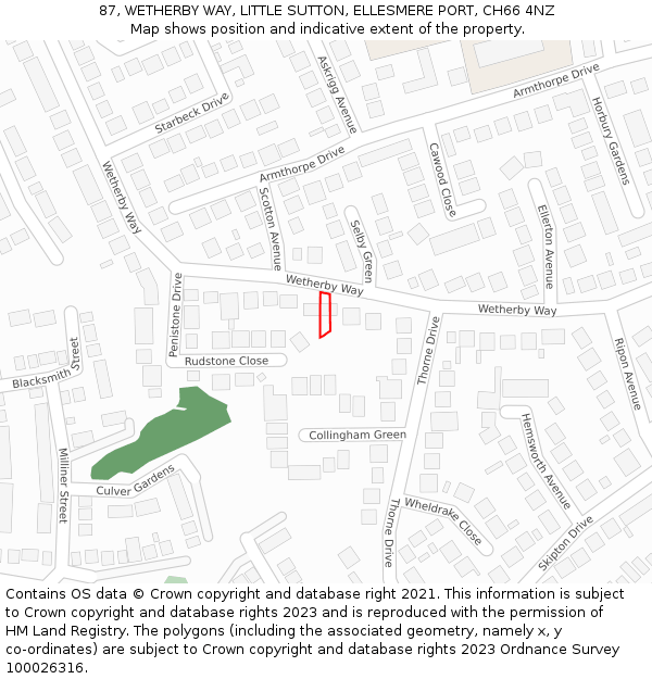 87, WETHERBY WAY, LITTLE SUTTON, ELLESMERE PORT, CH66 4NZ: Location map and indicative extent of plot