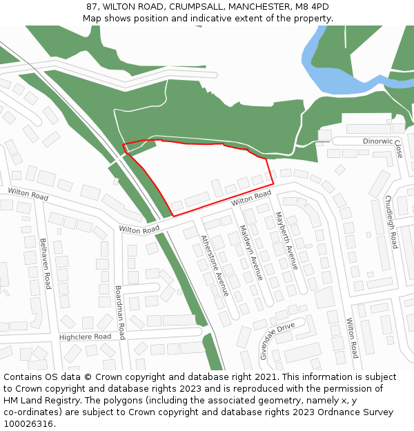 87, WILTON ROAD, CRUMPSALL, MANCHESTER, M8 4PD: Location map and indicative extent of plot