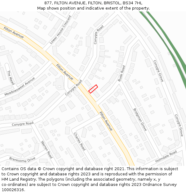877, FILTON AVENUE, FILTON, BRISTOL, BS34 7HL: Location map and indicative extent of plot