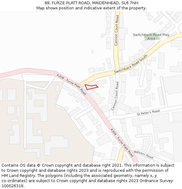 88, FURZE PLATT ROAD, MAIDENHEAD, SL6 7NH: Location map and indicative extent of plot