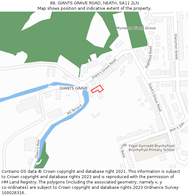 88, GIANTS GRAVE ROAD, NEATH, SA11 2LN: Location map and indicative extent of plot