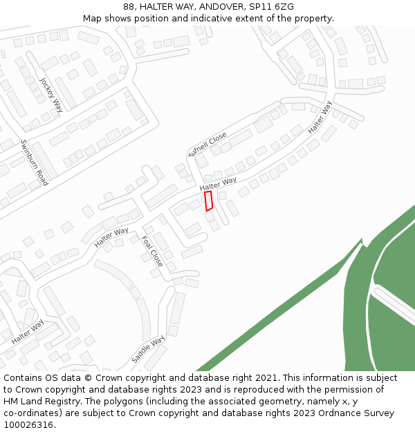 88, HALTER WAY, ANDOVER, SP11 6ZG: Location map and indicative extent of plot