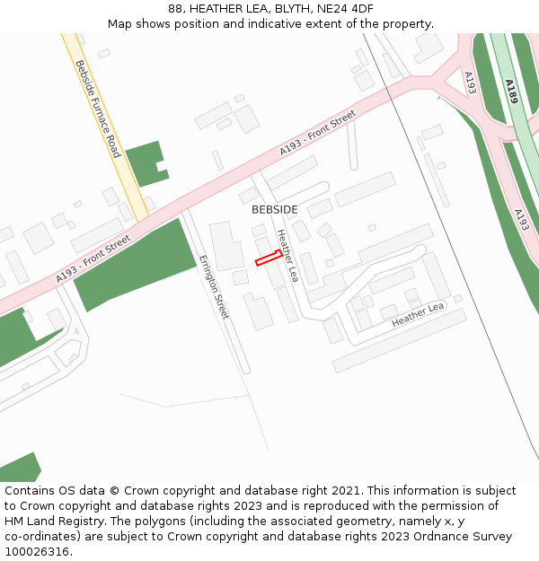 88, HEATHER LEA, BLYTH, NE24 4DF: Location map and indicative extent of plot
