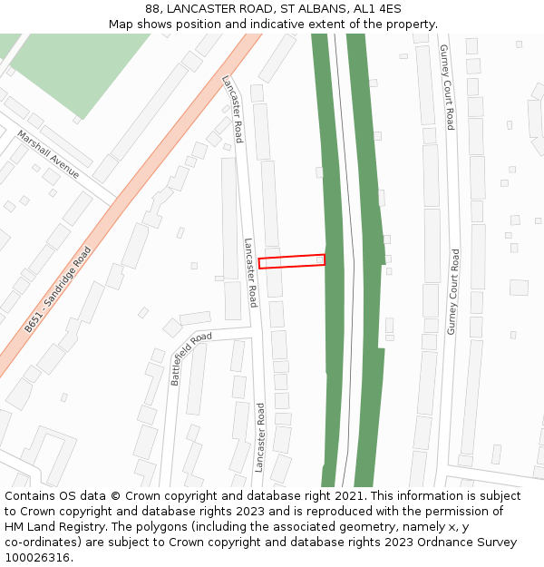 88, LANCASTER ROAD, ST ALBANS, AL1 4ES: Location map and indicative extent of plot