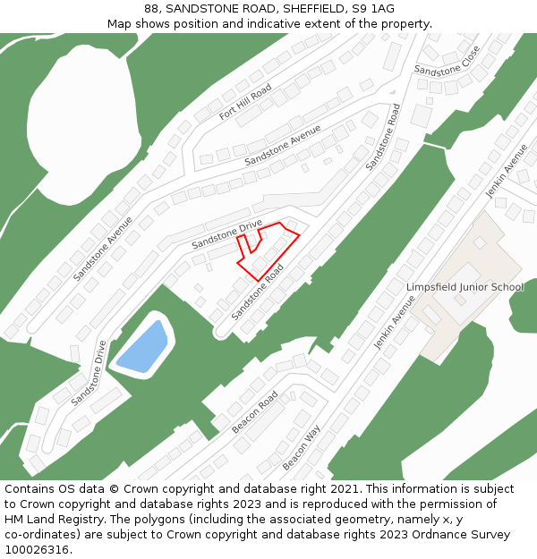 88, SANDSTONE ROAD, SHEFFIELD, S9 1AG: Location map and indicative extent of plot
