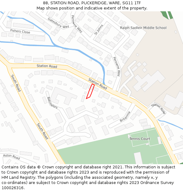 88, STATION ROAD, PUCKERIDGE, WARE, SG11 1TF: Location map and indicative extent of plot