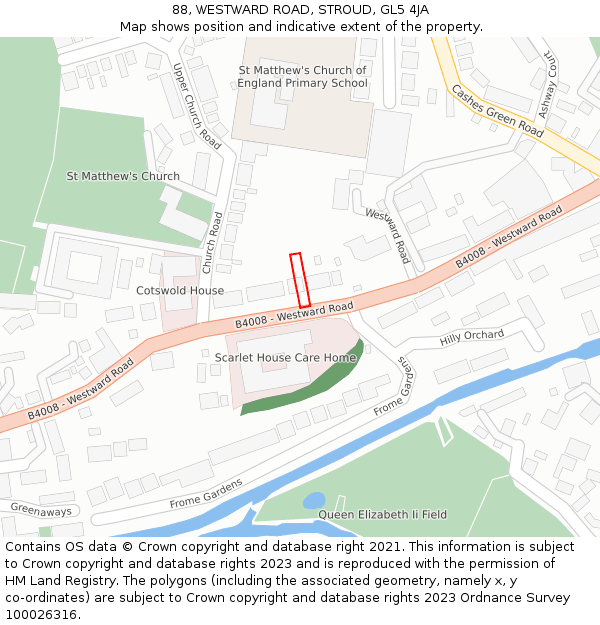 88, WESTWARD ROAD, STROUD, GL5 4JA: Location map and indicative extent of plot