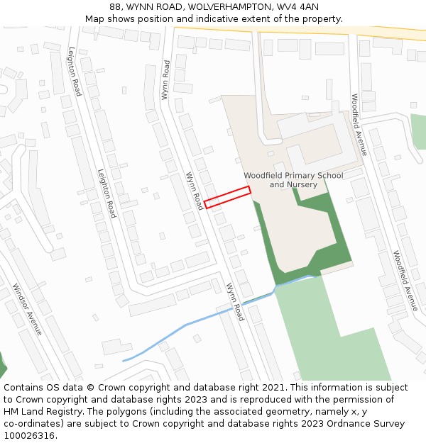88, WYNN ROAD, WOLVERHAMPTON, WV4 4AN: Location map and indicative extent of plot
