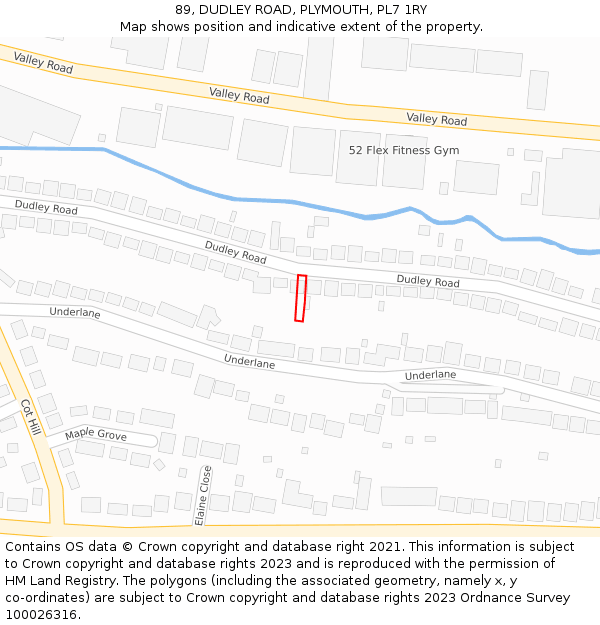 89, DUDLEY ROAD, PLYMOUTH, PL7 1RY: Location map and indicative extent of plot