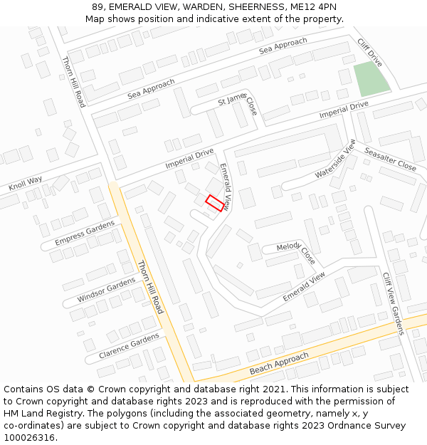 89, EMERALD VIEW, WARDEN, SHEERNESS, ME12 4PN: Location map and indicative extent of plot