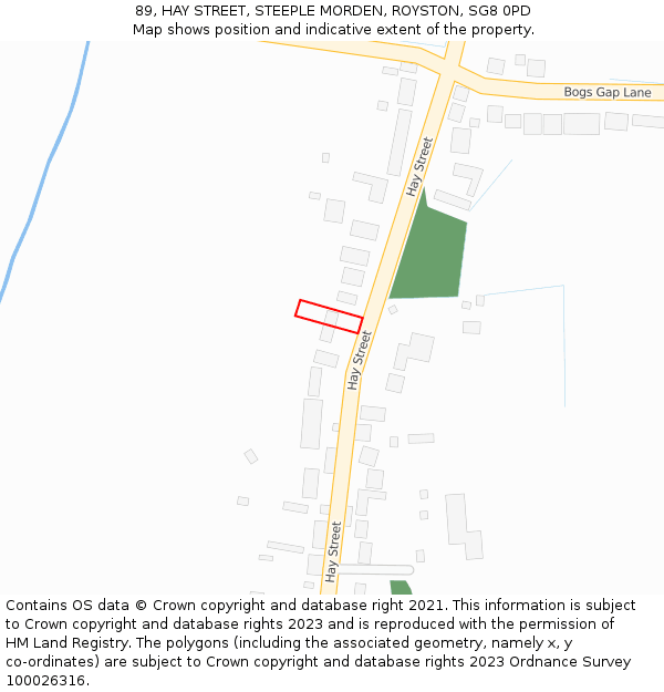 89, HAY STREET, STEEPLE MORDEN, ROYSTON, SG8 0PD: Location map and indicative extent of plot