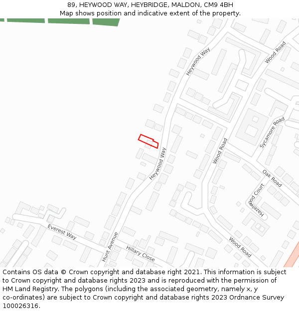 89, HEYWOOD WAY, HEYBRIDGE, MALDON, CM9 4BH: Location map and indicative extent of plot