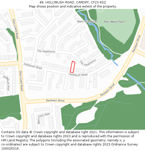 89, HOLLYBUSH ROAD, CARDIFF, CF23 6SZ: Location map and indicative extent of plot