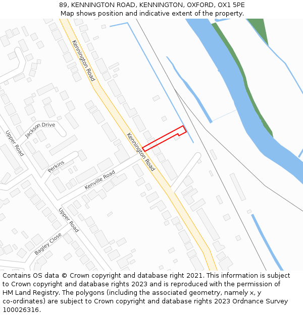 89, KENNINGTON ROAD, KENNINGTON, OXFORD, OX1 5PE: Location map and indicative extent of plot