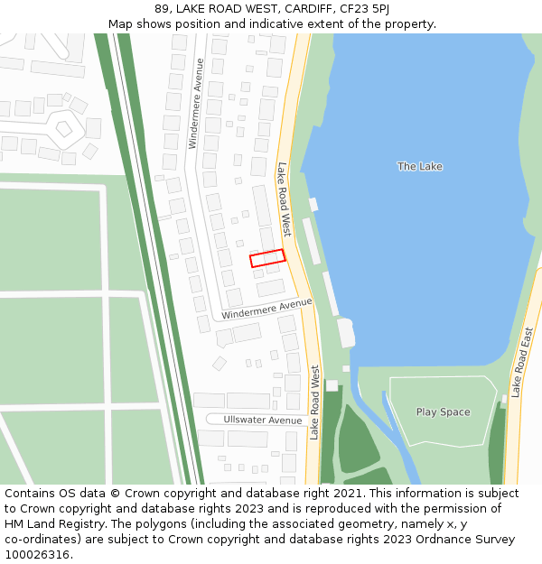 89, LAKE ROAD WEST, CARDIFF, CF23 5PJ: Location map and indicative extent of plot