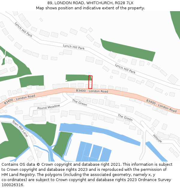 89, LONDON ROAD, WHITCHURCH, RG28 7LX: Location map and indicative extent of plot