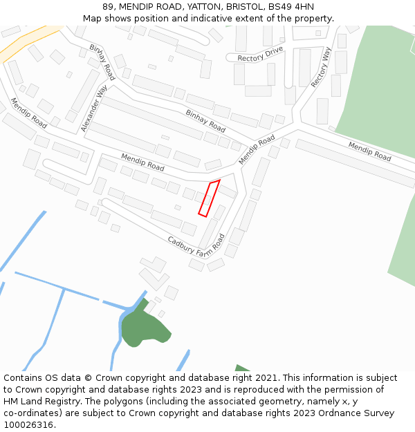 89, MENDIP ROAD, YATTON, BRISTOL, BS49 4HN: Location map and indicative extent of plot