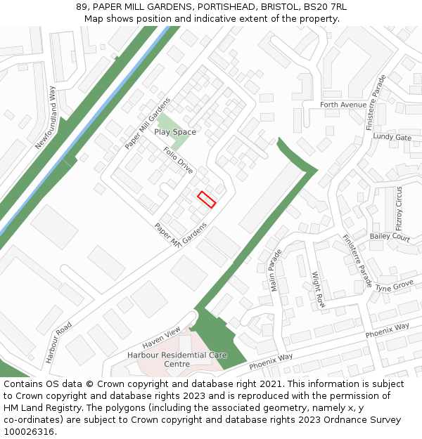 89, PAPER MILL GARDENS, PORTISHEAD, BRISTOL, BS20 7RL: Location map and indicative extent of plot