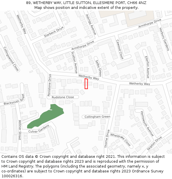 89, WETHERBY WAY, LITTLE SUTTON, ELLESMERE PORT, CH66 4NZ: Location map and indicative extent of plot