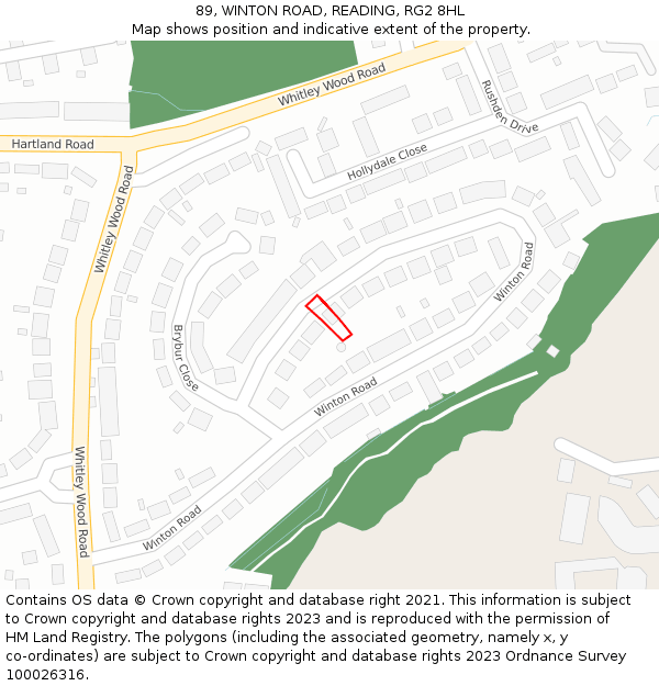 89, WINTON ROAD, READING, RG2 8HL: Location map and indicative extent of plot