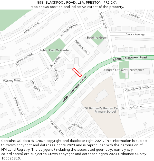 898, BLACKPOOL ROAD, LEA, PRESTON, PR2 1XN: Location map and indicative extent of plot