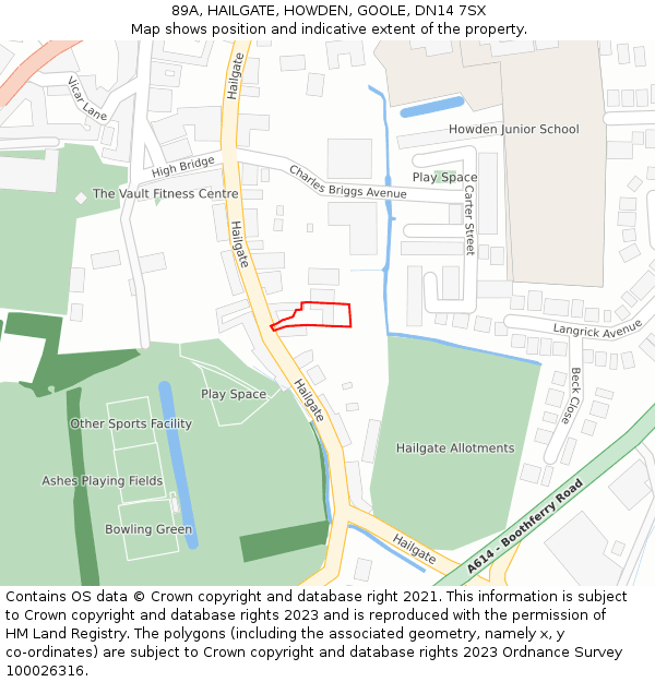 89A, HAILGATE, HOWDEN, GOOLE, DN14 7SX: Location map and indicative extent of plot