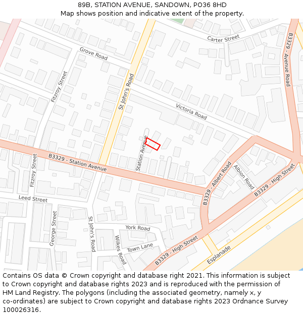 89B, STATION AVENUE, SANDOWN, PO36 8HD: Location map and indicative extent of plot
