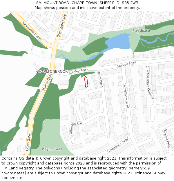 8A, MOUNT ROAD, CHAPELTOWN, SHEFFIELD, S35 2WB: Location map and indicative extent of plot