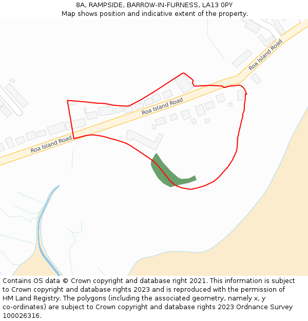 8A, RAMPSIDE, BARROW-IN-FURNESS, LA13 0PY: Location map and indicative extent of plot