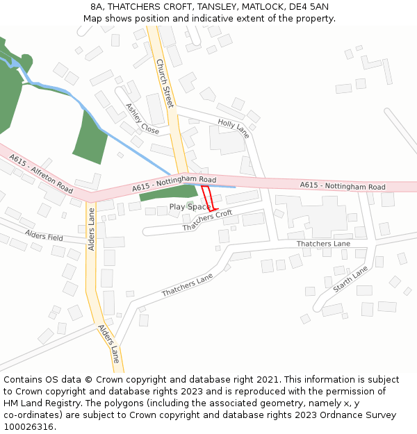 8A, THATCHERS CROFT, TANSLEY, MATLOCK, DE4 5AN: Location map and indicative extent of plot