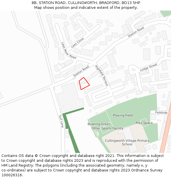 8B, STATION ROAD, CULLINGWORTH, BRADFORD, BD13 5HP: Location map and indicative extent of plot
