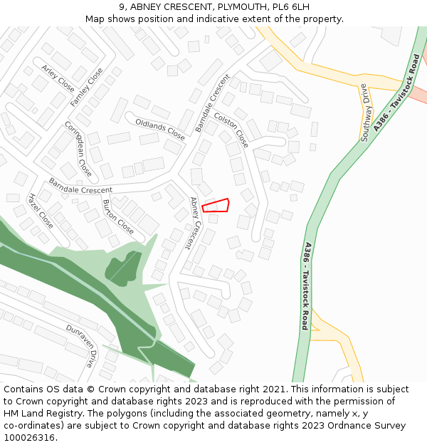 9, ABNEY CRESCENT, PLYMOUTH, PL6 6LH: Location map and indicative extent of plot