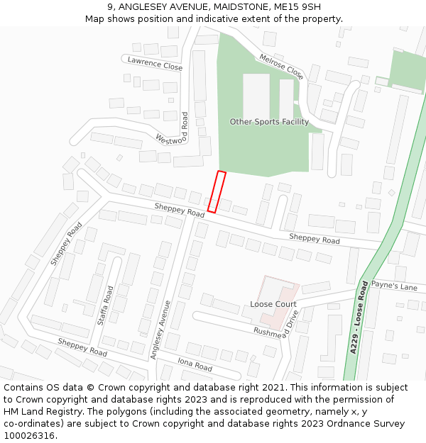 9, ANGLESEY AVENUE, MAIDSTONE, ME15 9SH: Location map and indicative extent of plot