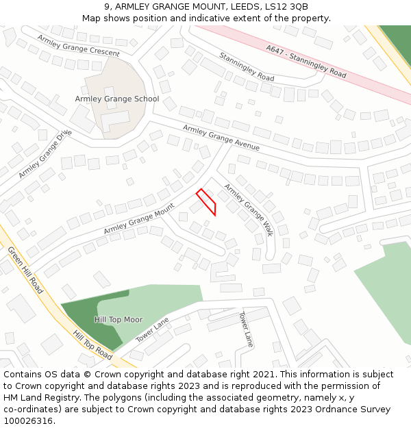 9, ARMLEY GRANGE MOUNT, LEEDS, LS12 3QB: Location map and indicative extent of plot