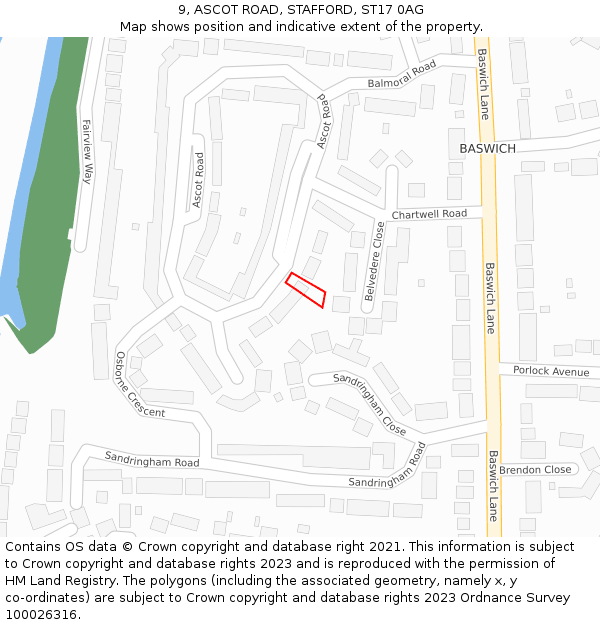 9, ASCOT ROAD, STAFFORD, ST17 0AG: Location map and indicative extent of plot