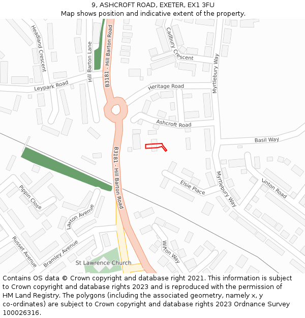 9, ASHCROFT ROAD, EXETER, EX1 3FU: Location map and indicative extent of plot