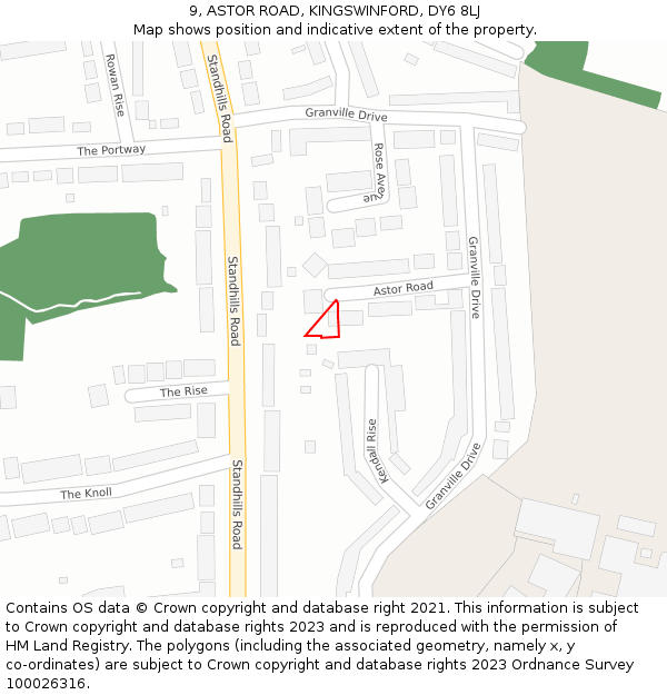 9, ASTOR ROAD, KINGSWINFORD, DY6 8LJ: Location map and indicative extent of plot