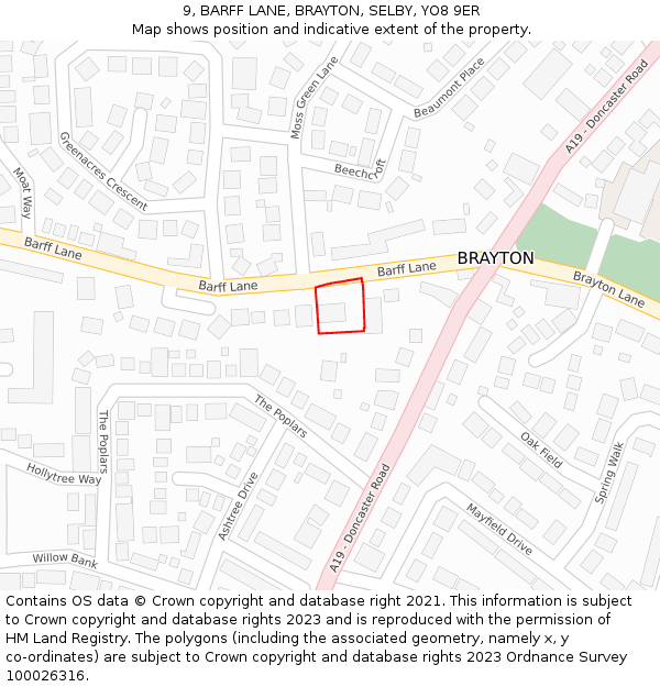 9, BARFF LANE, BRAYTON, SELBY, YO8 9ER: Location map and indicative extent of plot
