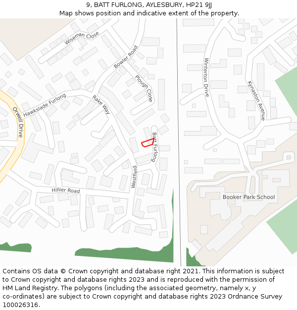 9, BATT FURLONG, AYLESBURY, HP21 9JJ: Location map and indicative extent of plot