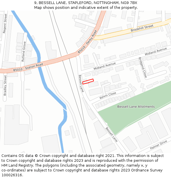 9, BESSELL LANE, STAPLEFORD, NOTTINGHAM, NG9 7BX: Location map and indicative extent of plot