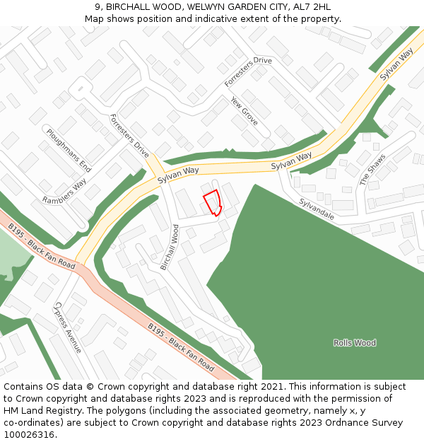 9, BIRCHALL WOOD, WELWYN GARDEN CITY, AL7 2HL: Location map and indicative extent of plot