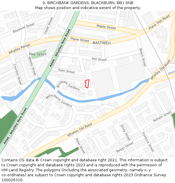 9, BIRCHBANK GARDENS, BLACKBURN, BB1 6NB: Location map and indicative extent of plot
